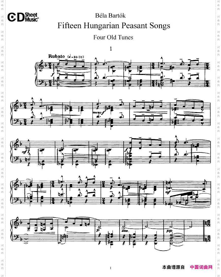 Bartok-SZ71-FifteenHungarianPeasantSongsPiano