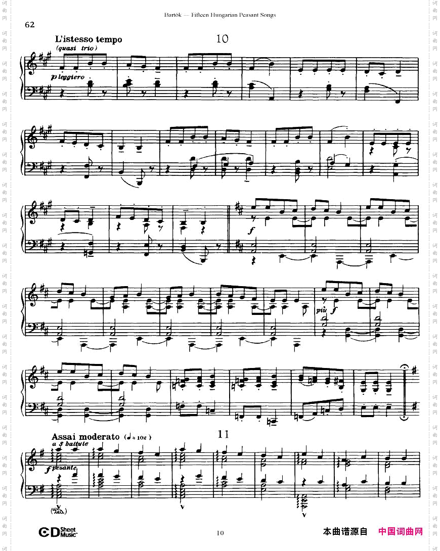 Bartok-SZ71-FifteenHungarianPeasantSongsPiano