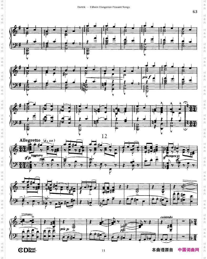 Bartok-SZ71-FifteenHungarianPeasantSongsPiano
