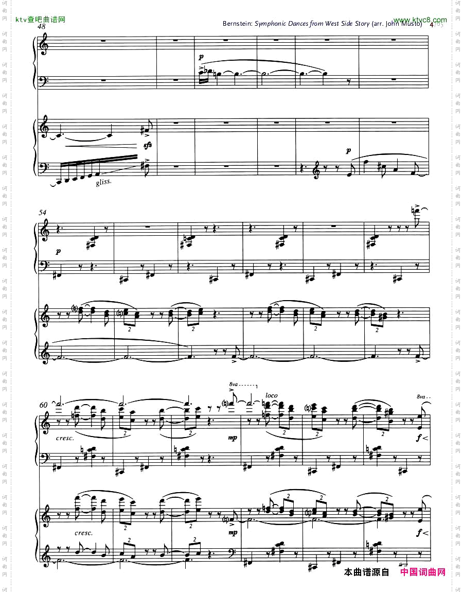 Bernstein-SymphonicDancesfromWSSarrtwopianosMusto1-21