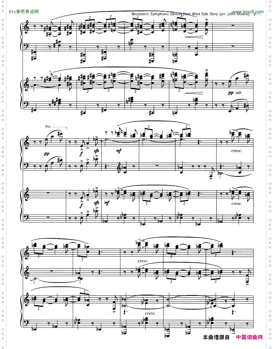 Bernstein-SymphonicDancesfromWSSarrtwopianosMusto1-21