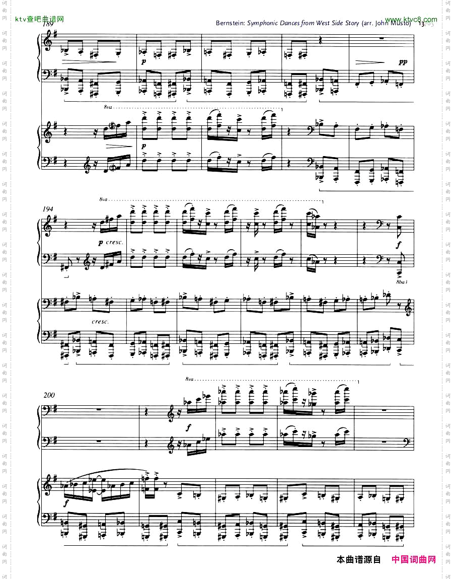 Bernstein-SymphonicDancesfromWSSarrtwopianosMusto1-21