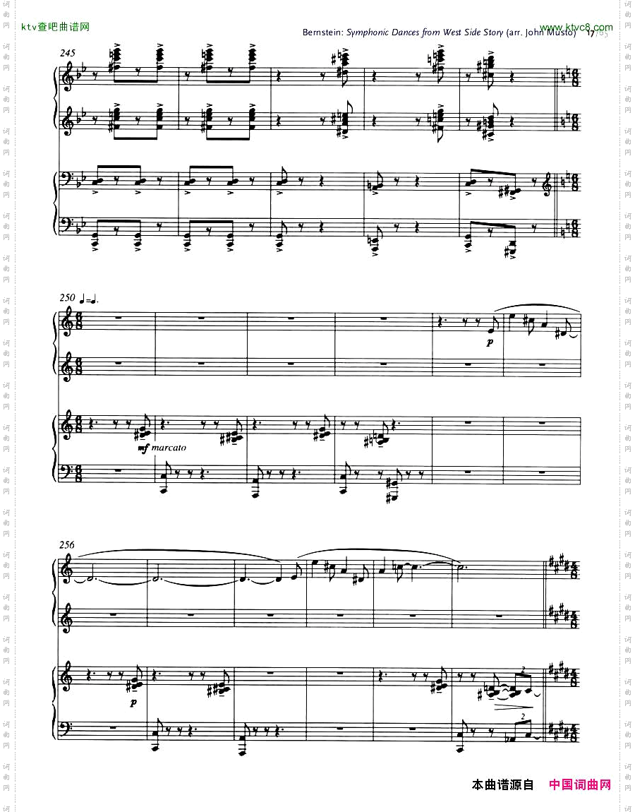 Bernstein-SymphonicDancesfromWSSarrtwopianosMusto1-21