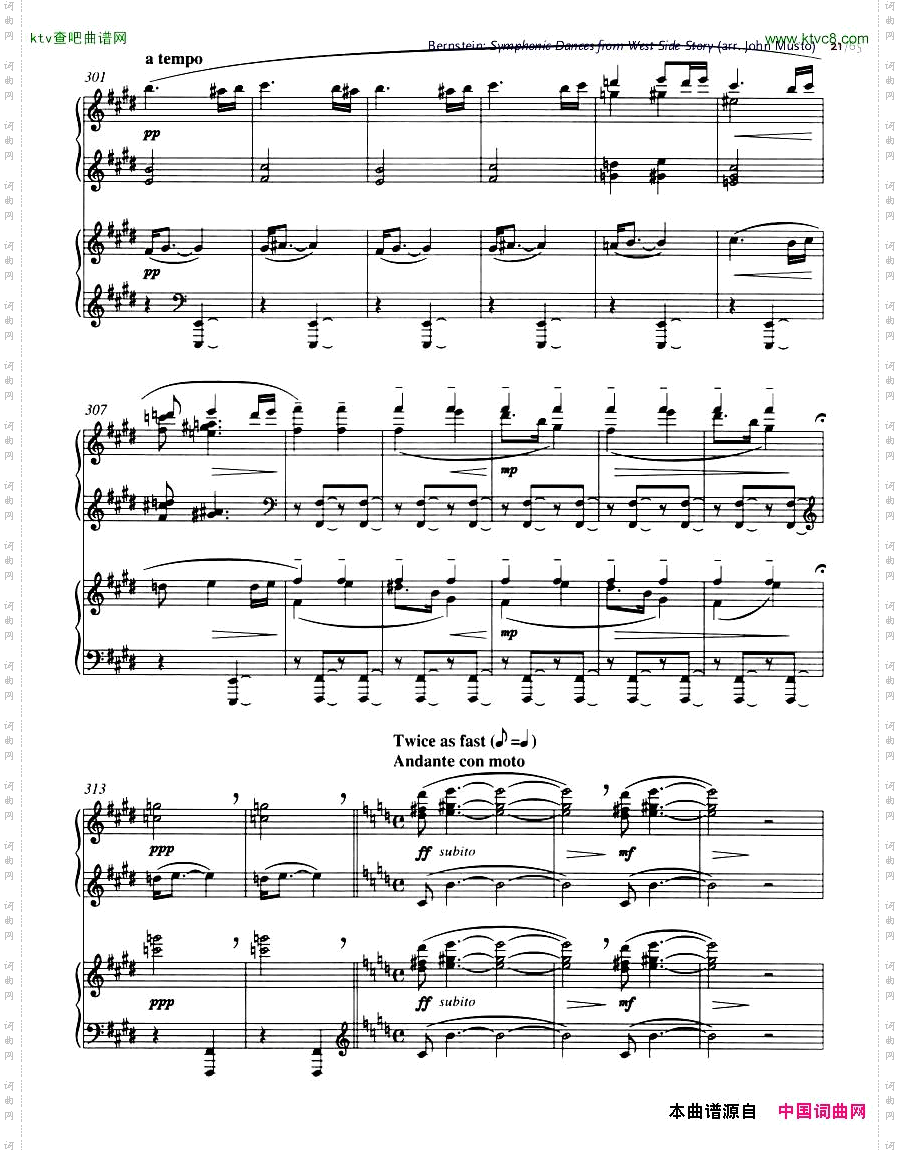 Bernstein-SymphonicDancesfromWSSarrtwopianosMusto1-21