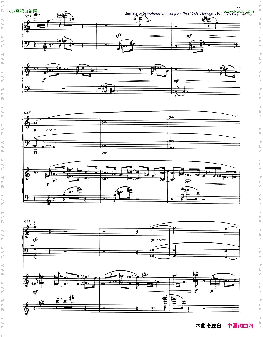 Bernstein-SymphonicDancesfromWSSarrtwopianosMusto44-65