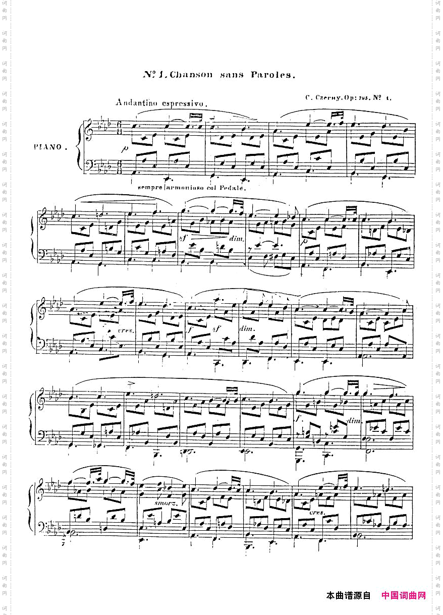 CzernyChansonsansParolesOp.795No.1,
