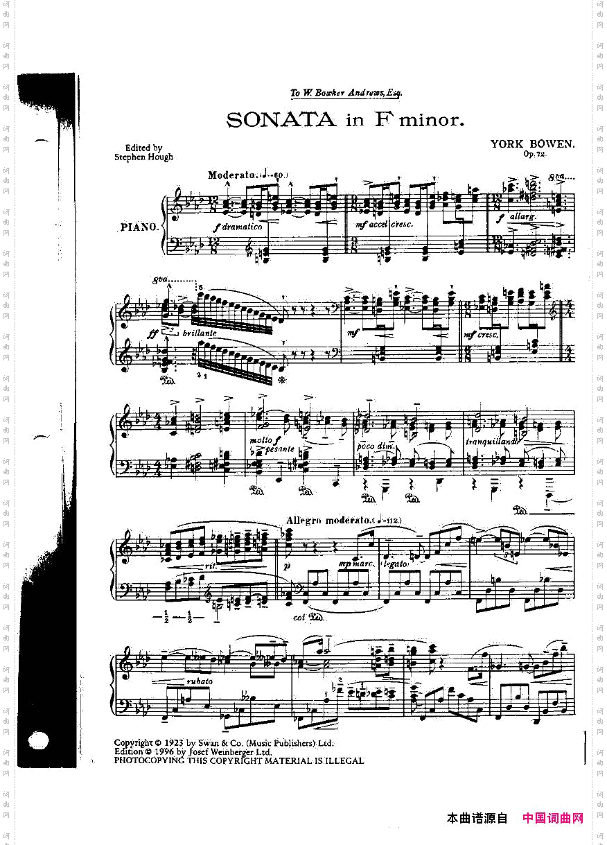 Bowen-~Op.72-PianoSonataNo.5inF-