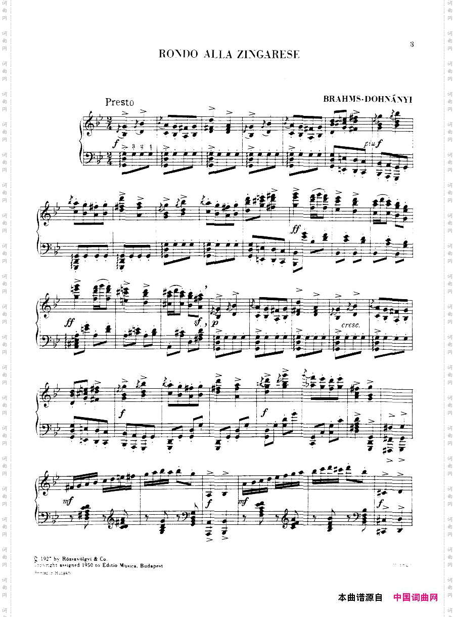 BRAHMS-DOHNANYI-Rondoallazingarese