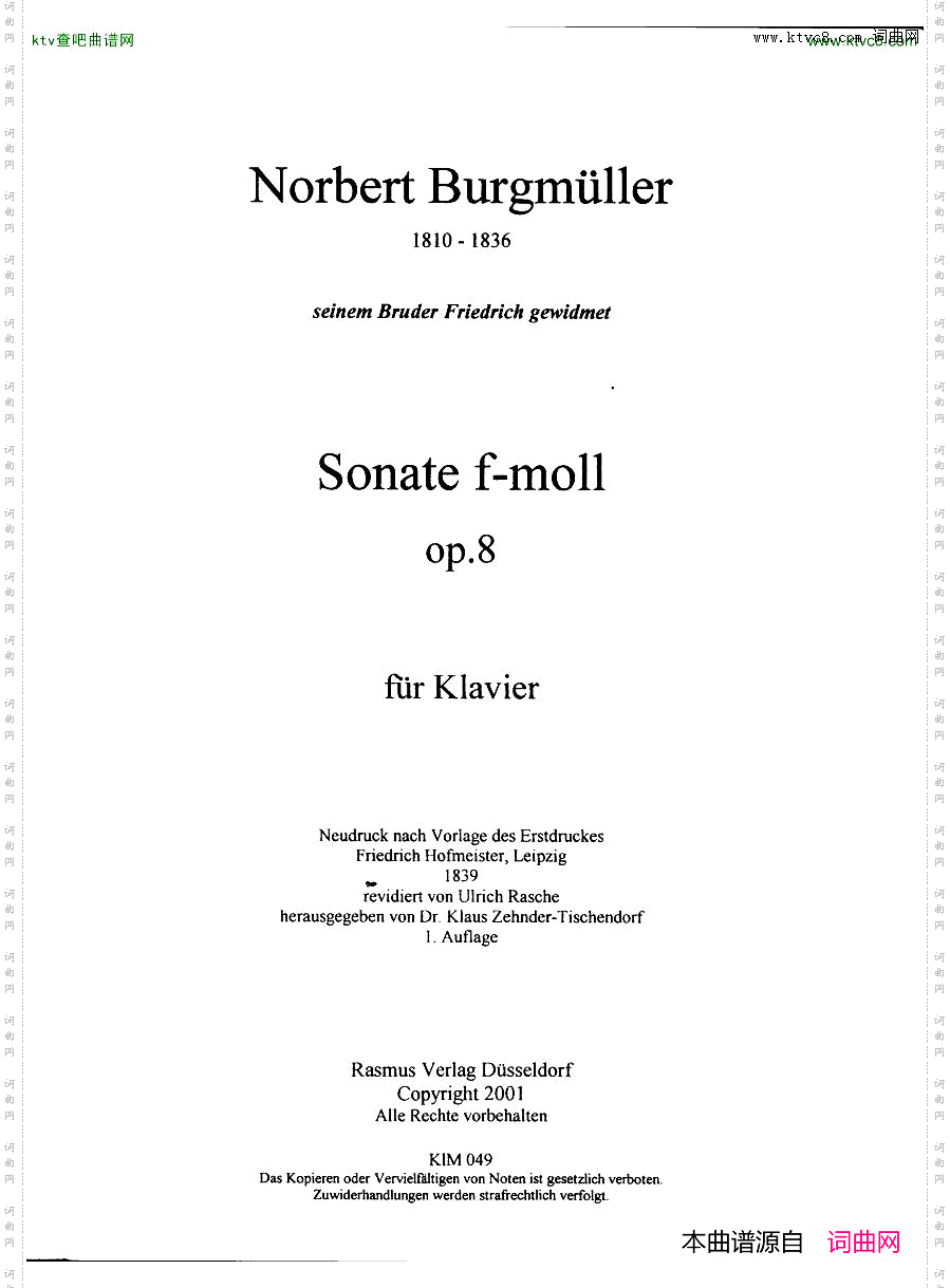 Burgmüller,NorbertSonataop8