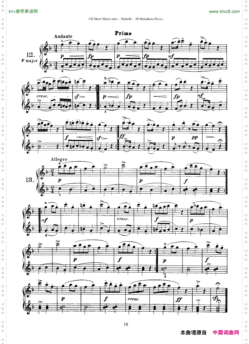 Diabelli-Twenty-EightMelodiousPiecesOp149-QautreMains43P
