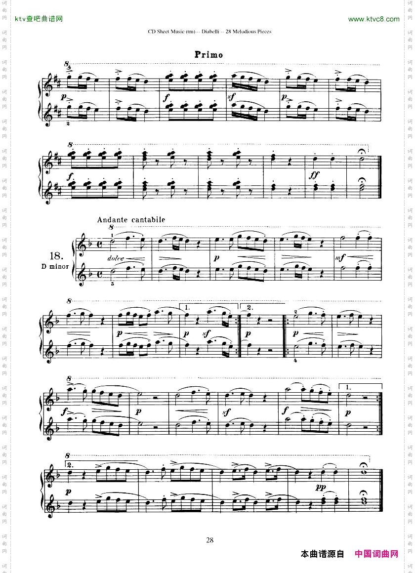 Diabelli-Twenty-EightMelodiousPiecesOp149-QautreMains43P