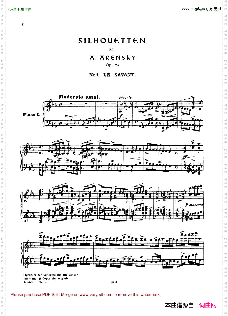 Arensky-op23-SuiteNo.2’Silhouettes’