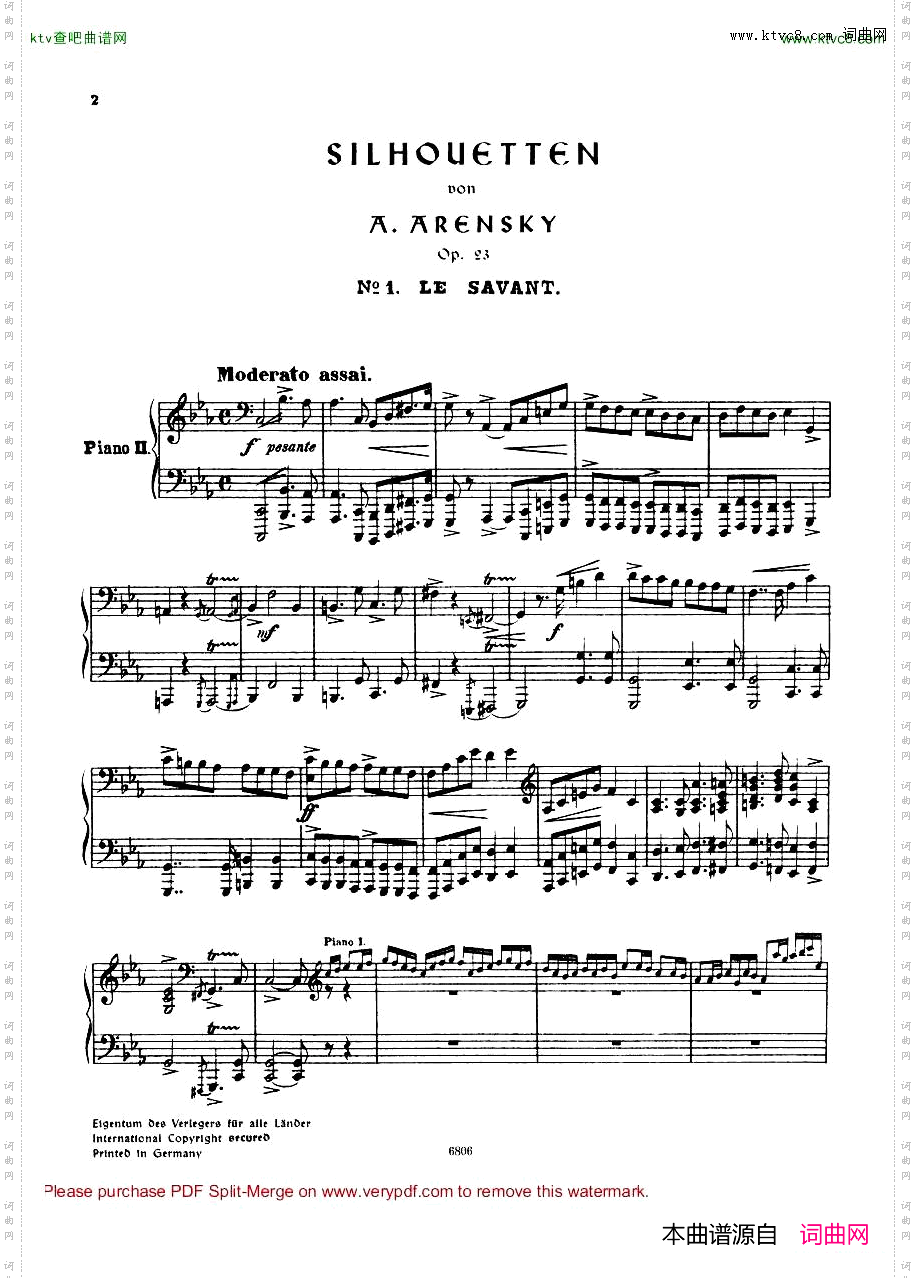 Arensky-op23-SuiteNo.2’Silhouettes’