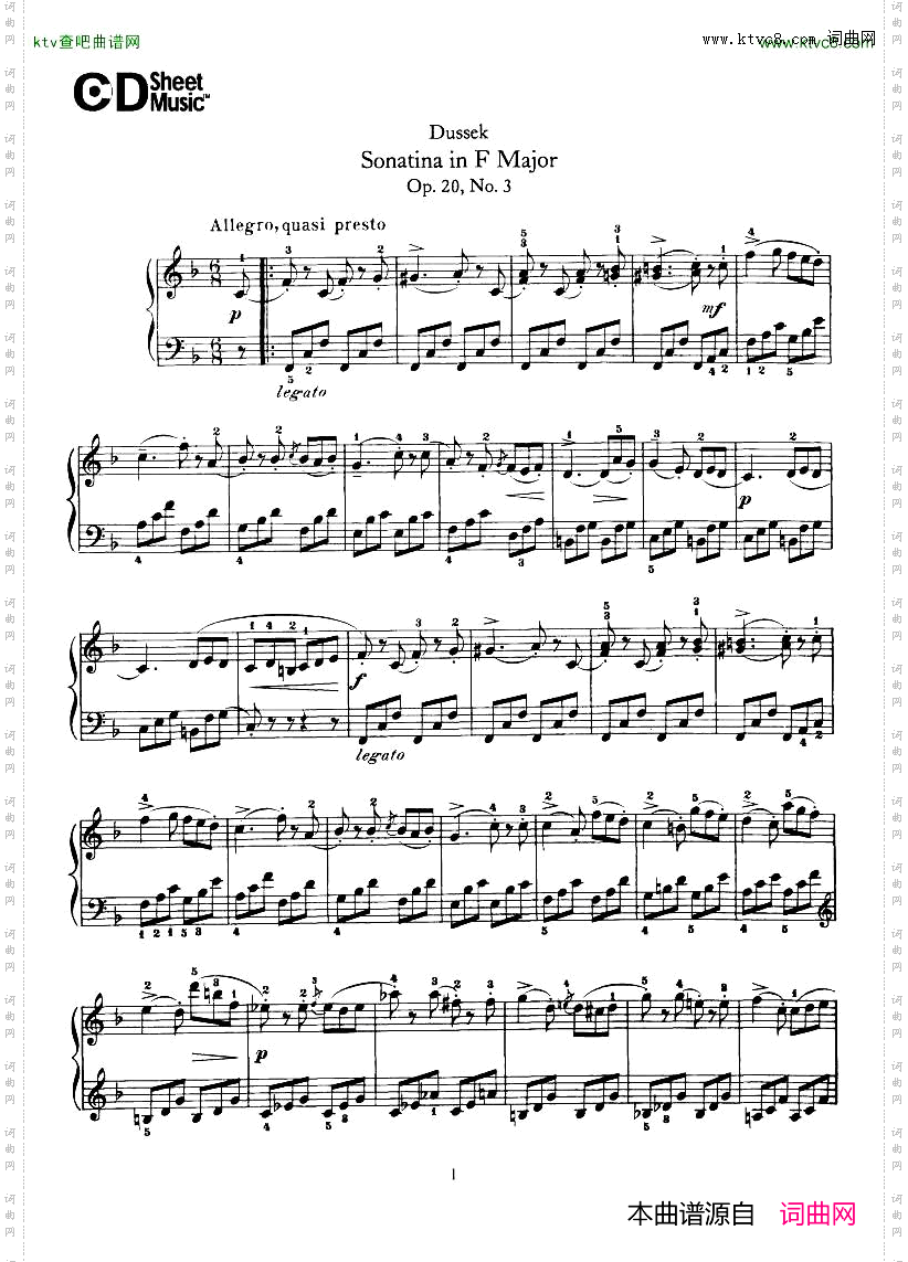 Dussek-SonatinainGMajor