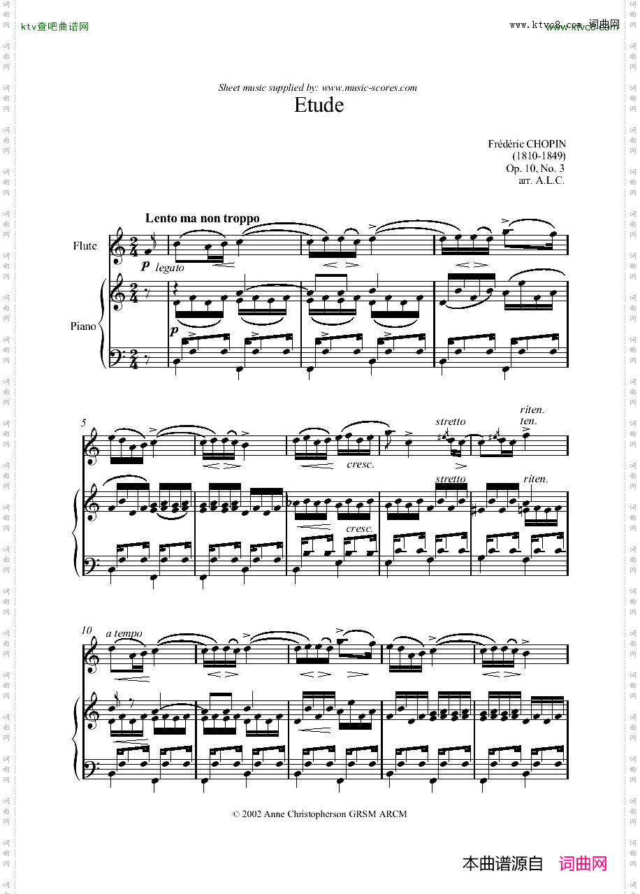 Chopin-Tristesse,EtudeOp.10No.3Flute&Piano