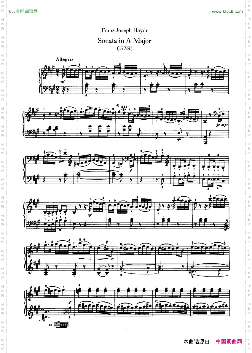 Haydn-PianoSonataNo30InA