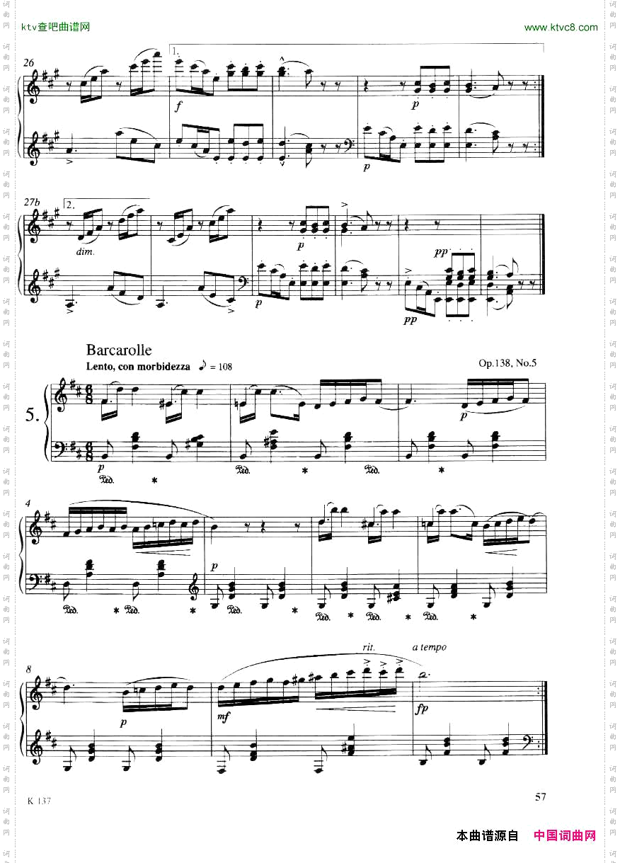 op.138No.1-5FiveSongswithoutwords&op.119No.18