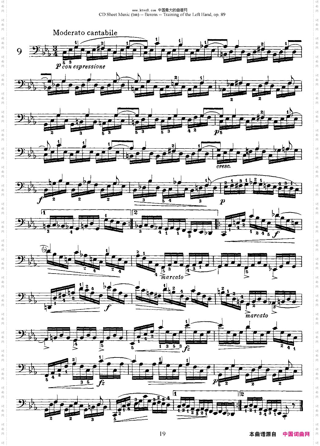 贝伦斯钢琴左手训练练习曲下册25首
