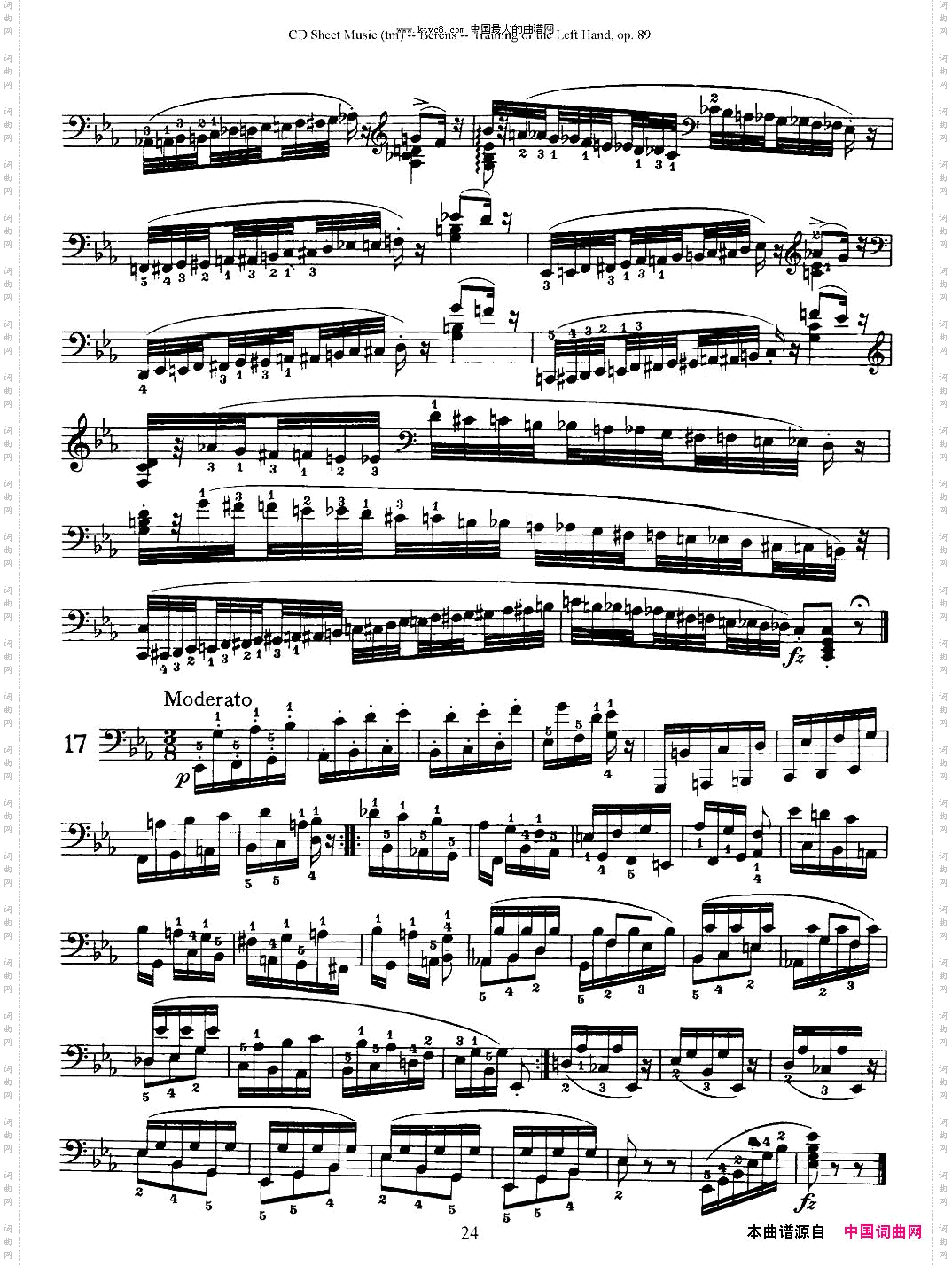 贝伦斯钢琴左手训练练习曲下册25首