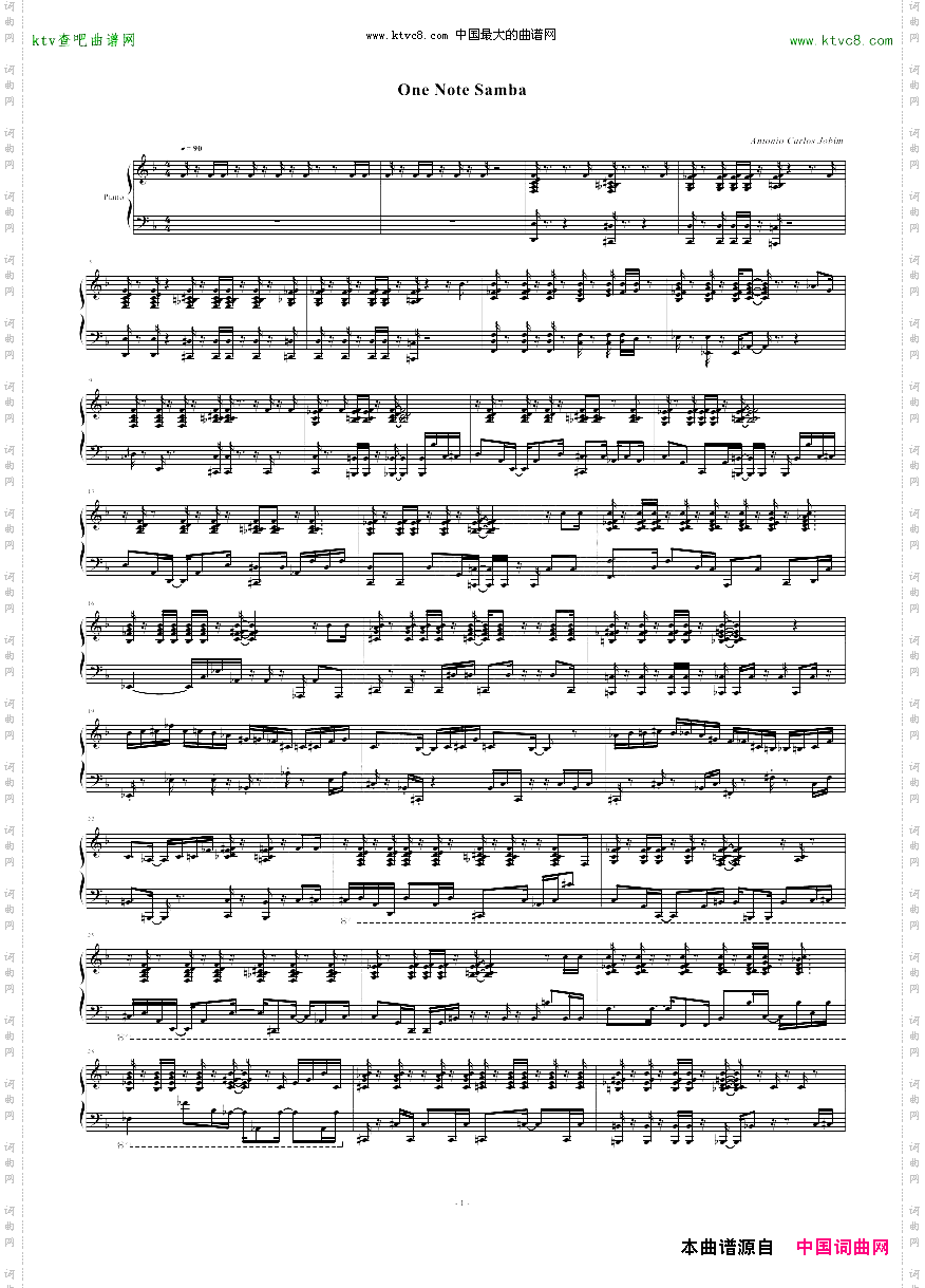 OneNoteSamba钢琴版pianoversion