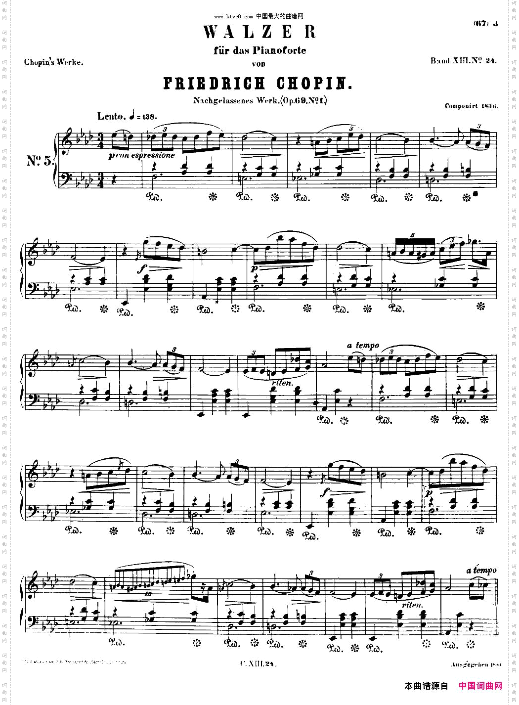 L’adieuOp69No1降A大调离别圆舞曲Op.69-1