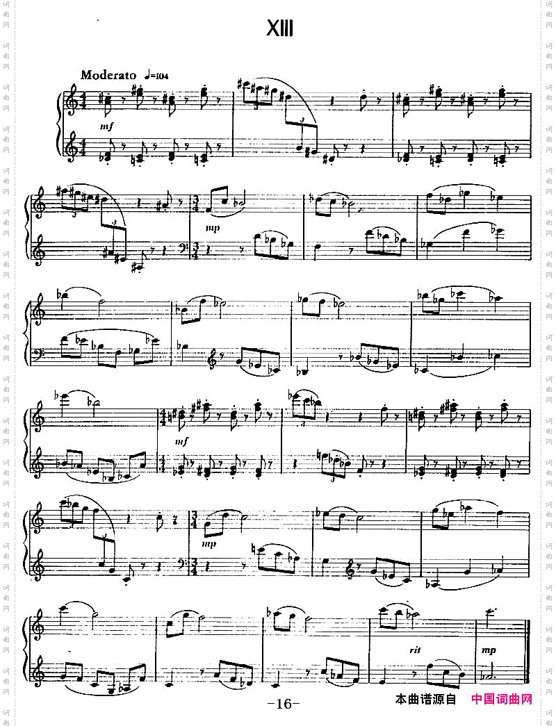 钢琴简易练习曲十六首丁善德作品三十一号
