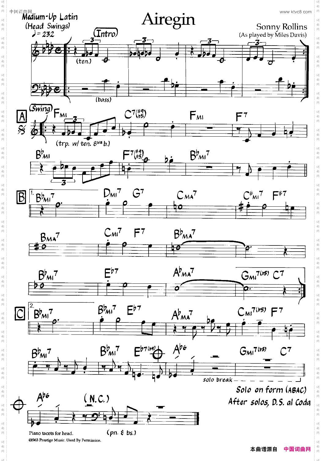 Airegin爵士钢琴曲