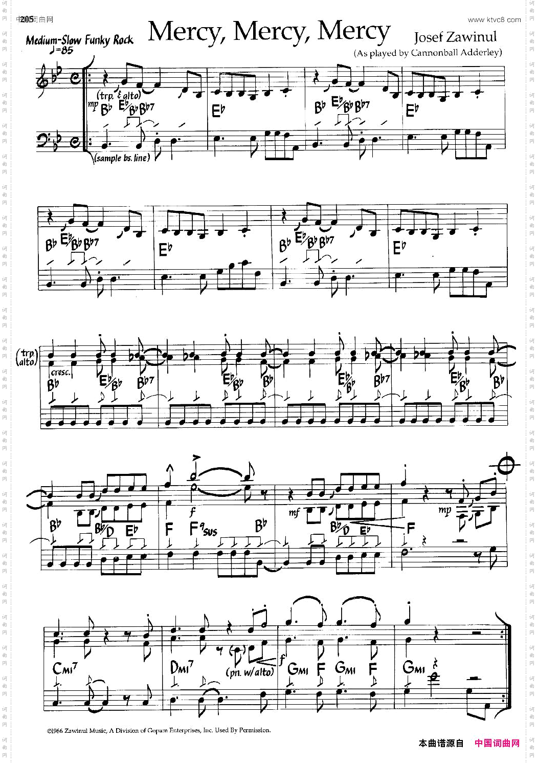 Mercy,Mercy,Mercy爵士钢琴曲