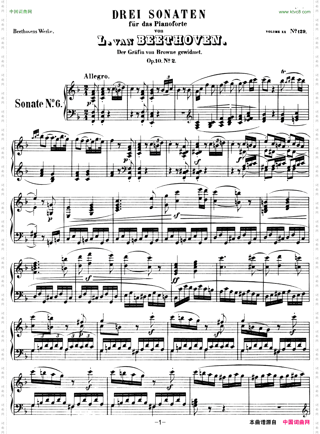 贝多芬钢琴奏鸣曲06F大调Op.10No.2Fmajor