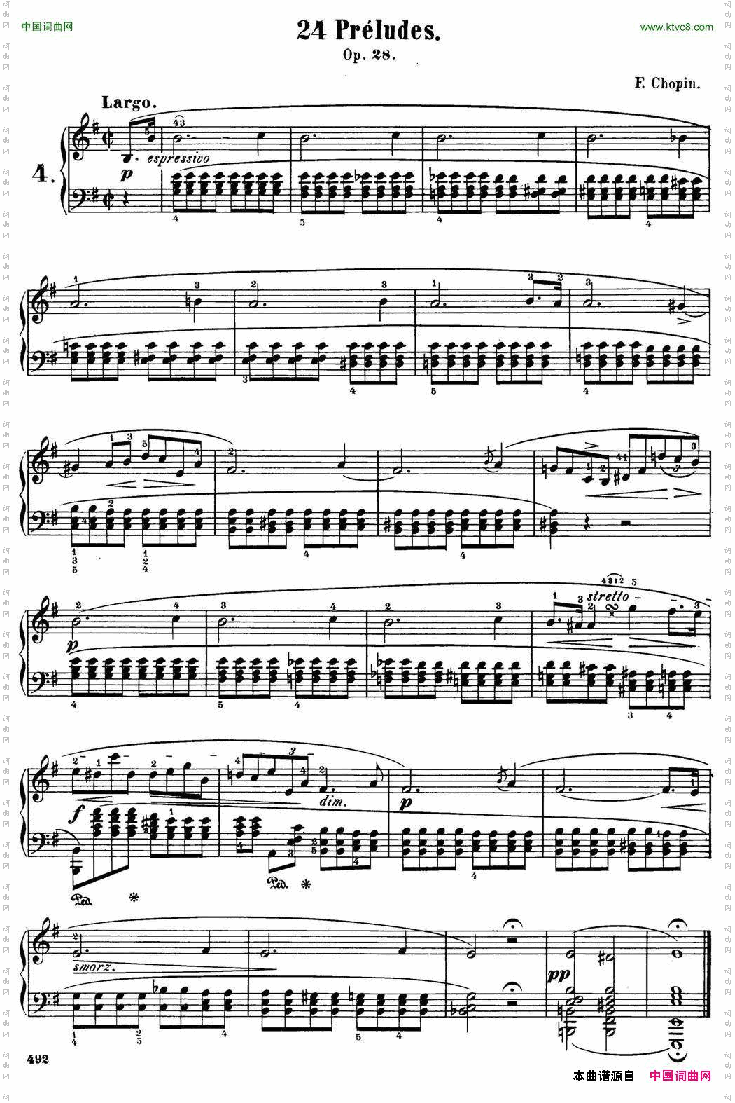 肖邦24首钢琴前奏曲Op.28No.4E小调