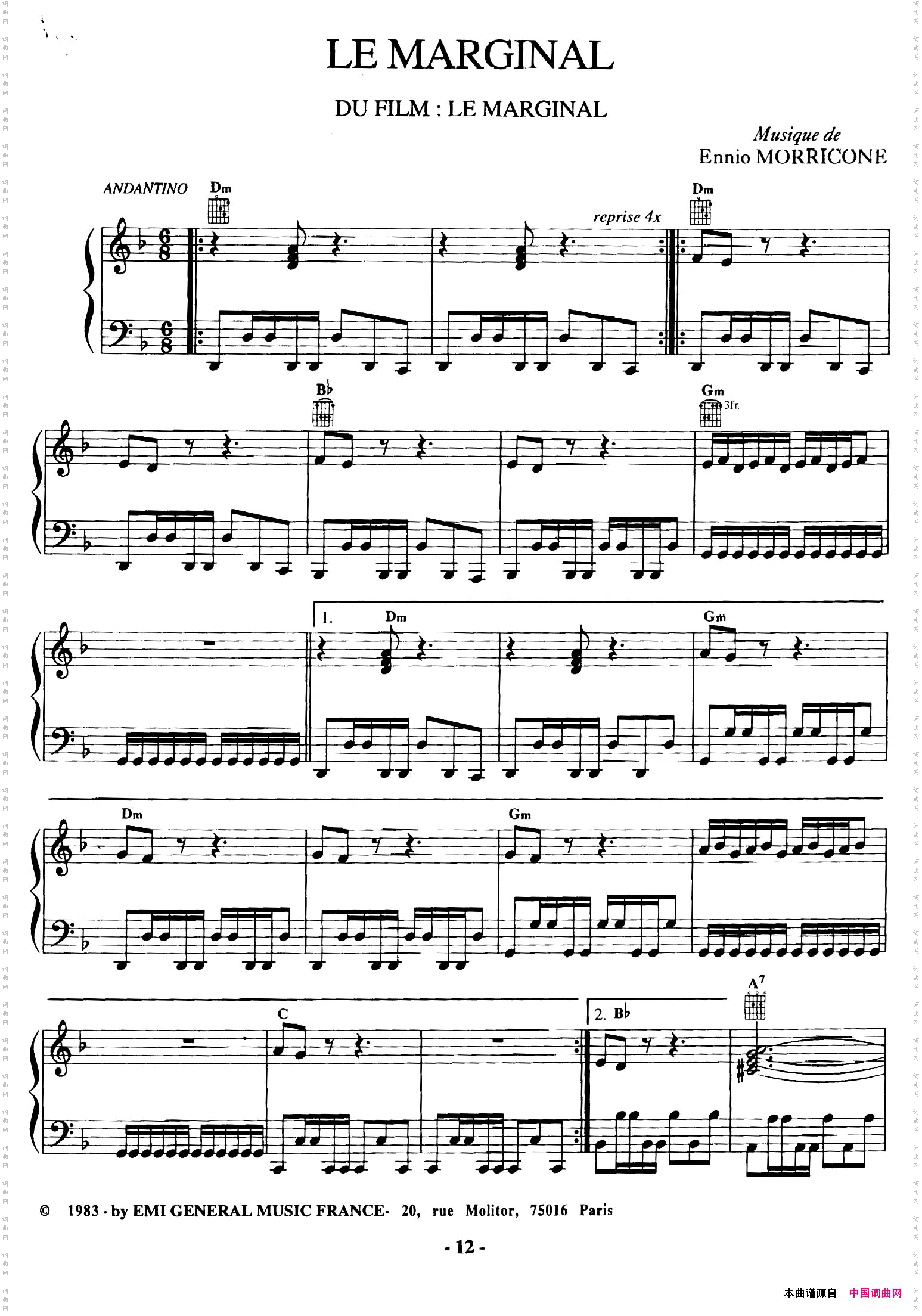 电影配乐大师莫瑞康最佳20首钢琴谱BestofEnnioMorricone·3_电影配乐大师莫瑞康最佳20首钢琴谱Best of Ennio Morricone·3