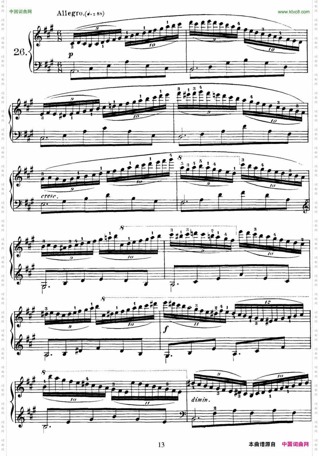 40首车尔尼Op.299钢琴快速练习曲NO.26