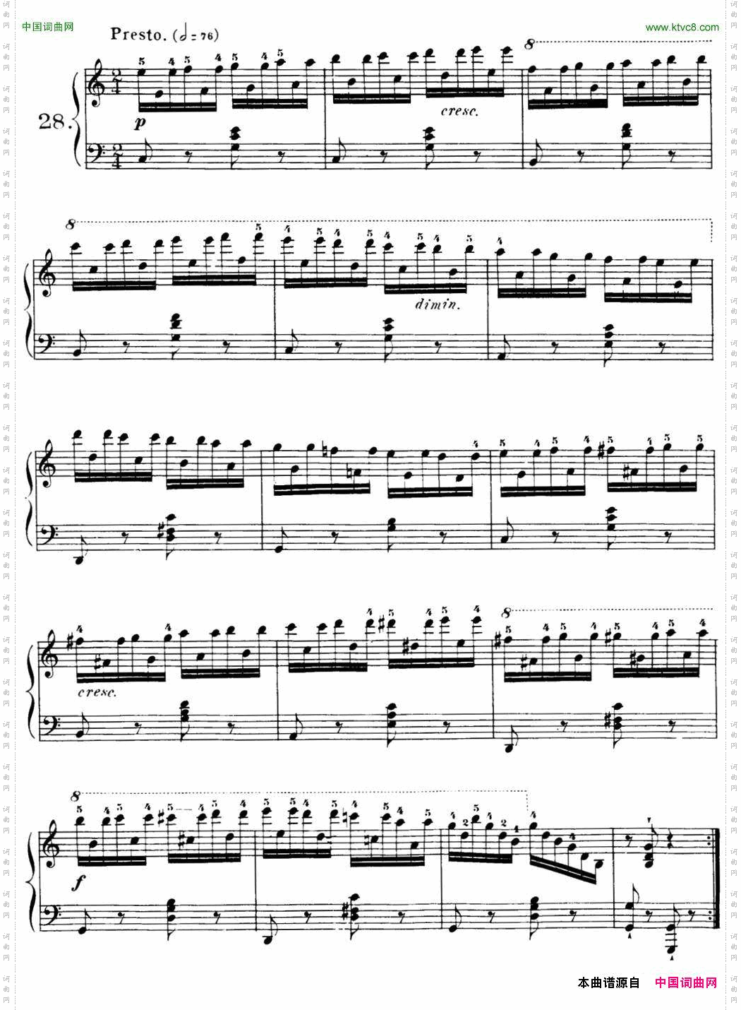 40首车尔尼Op.299钢琴快速练习曲NO.28