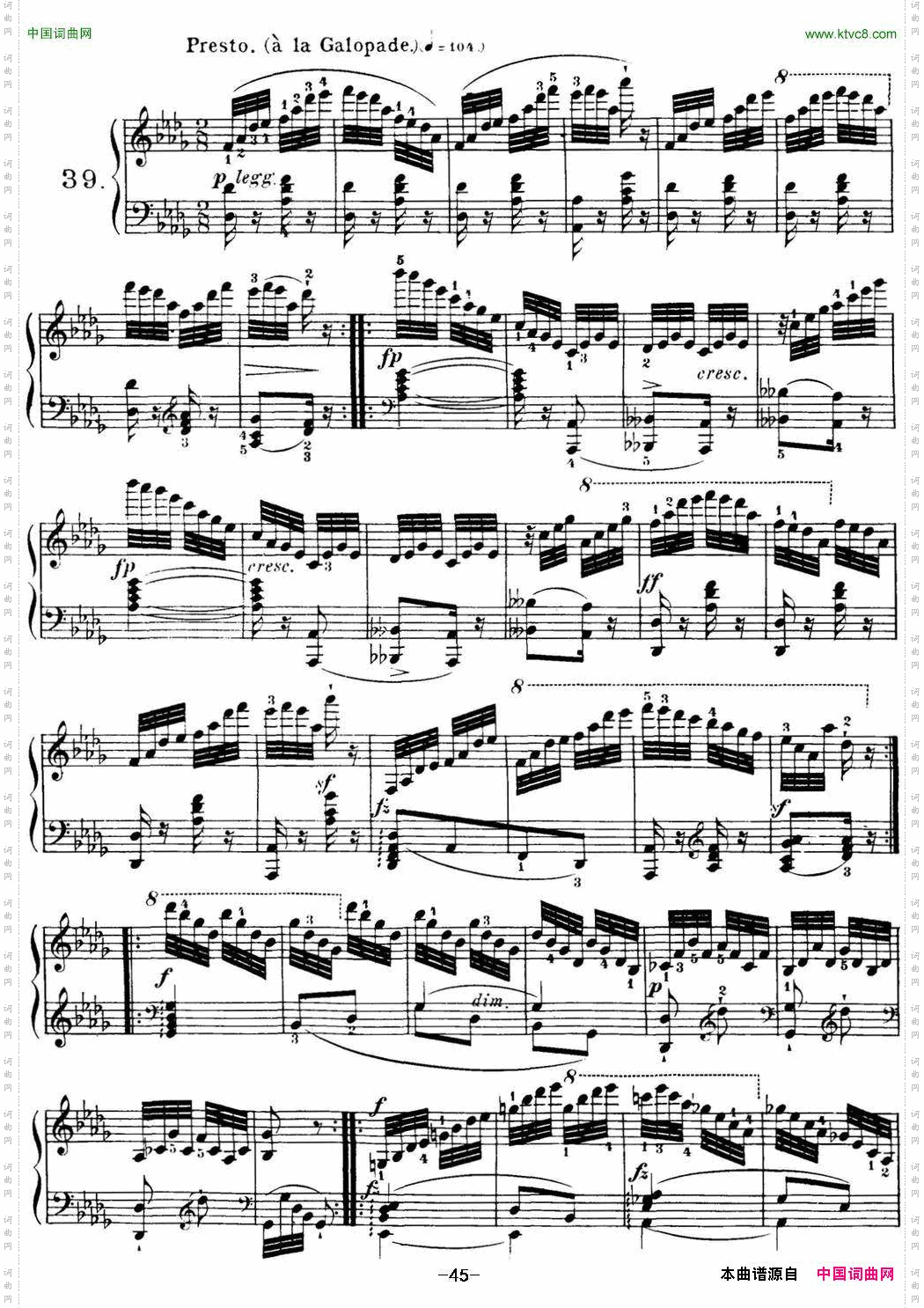 40首车尔尼Op.299钢琴快速练习曲NO.39