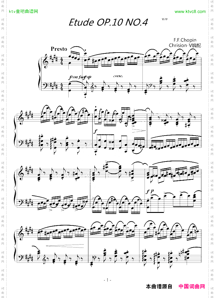 肖邦练习曲-EtudeOP.10NO.4