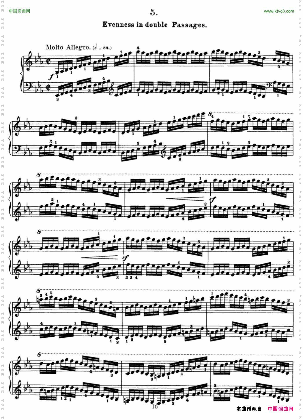 50首车尔尼Op.740钢琴手指灵巧技术练习曲NO.5