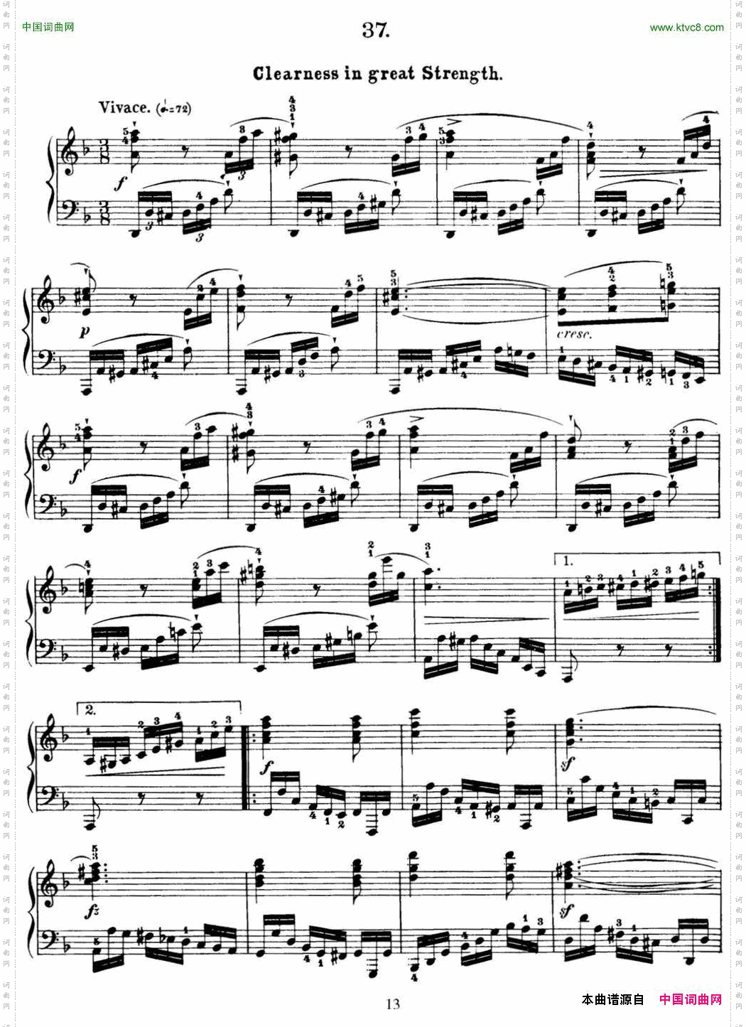 50首车尔尼Op.740钢琴手指灵巧技术练习曲NO.37