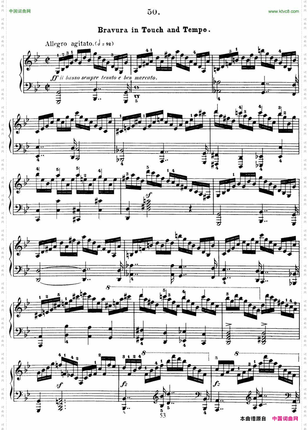 50首车尔尼Op.740钢琴手指灵巧技术练习曲NO.50