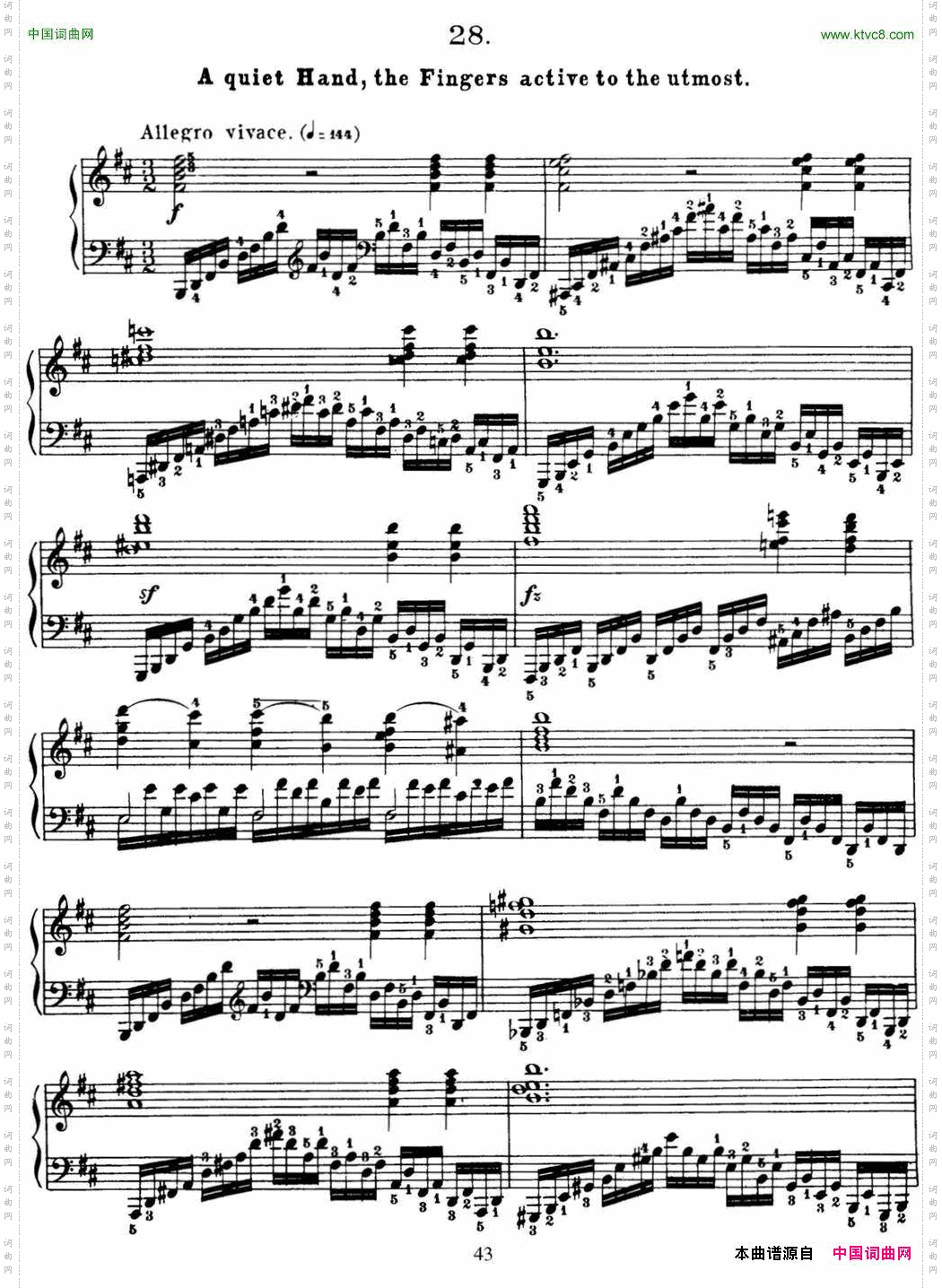 50首车尔尼Op.740钢琴手指灵巧技术练习曲NO.28