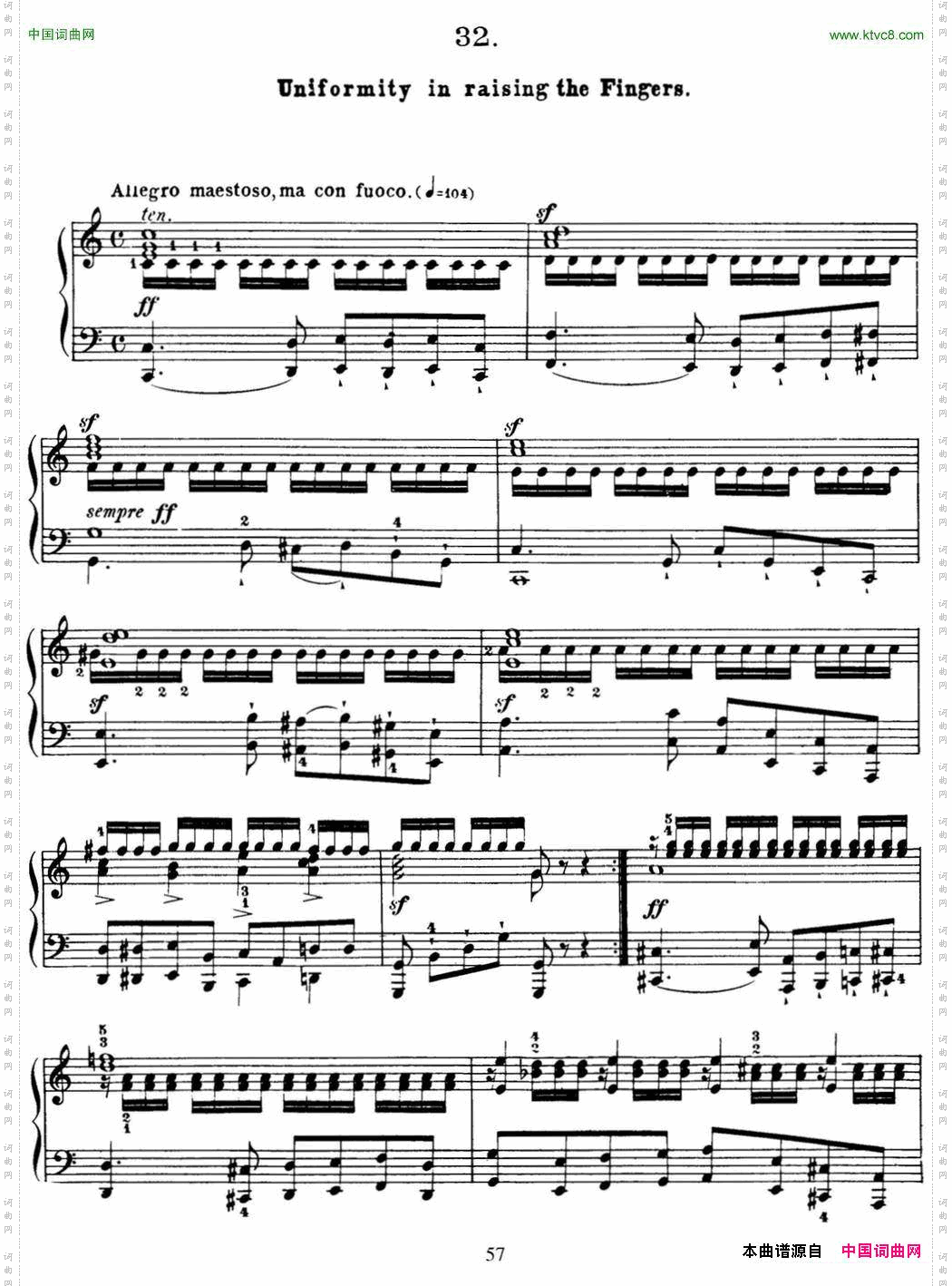 50首车尔尼Op.740钢琴手指灵巧技术练习曲NO.32