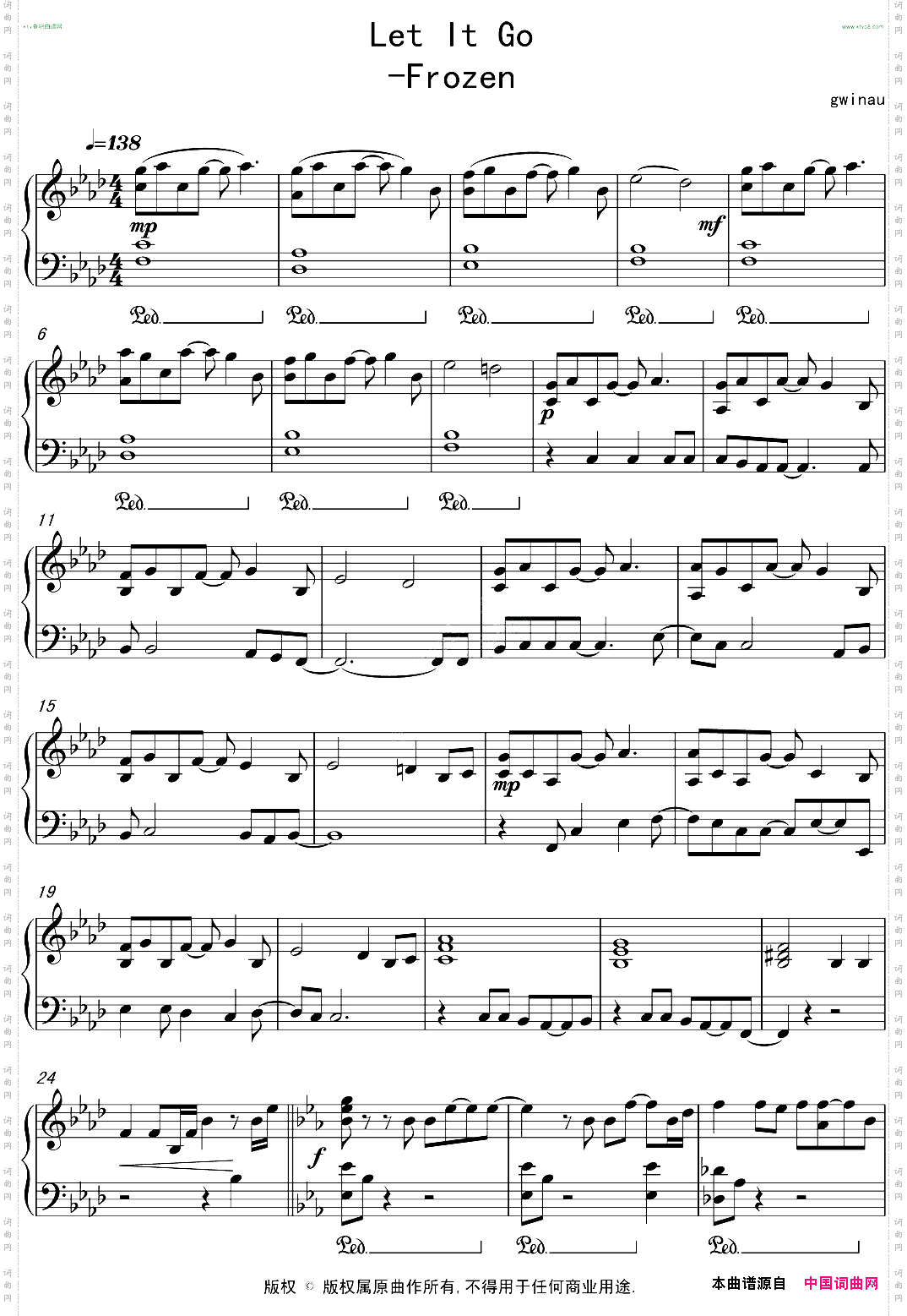 letitgo冰雪奇缘主题曲