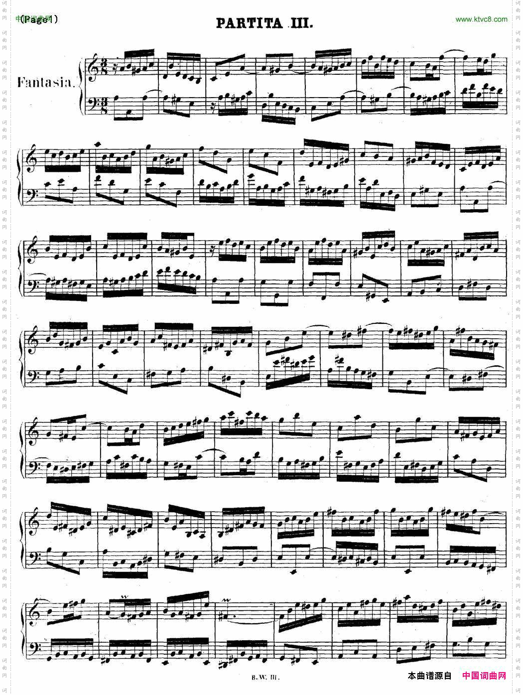 帕蒂塔6首德国组曲No.3a小调巴赫PartitaaMinorBWV827_帕蒂塔6首德国组曲No.3 a小调 巴赫 Partita a Minor BWV 827