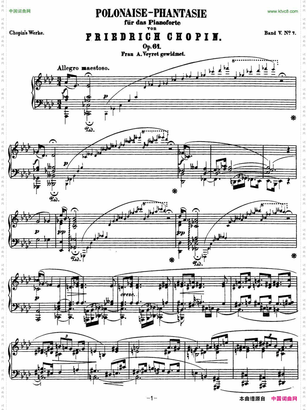 肖邦幻想波兰舞曲Op.61降A大调Polonaise