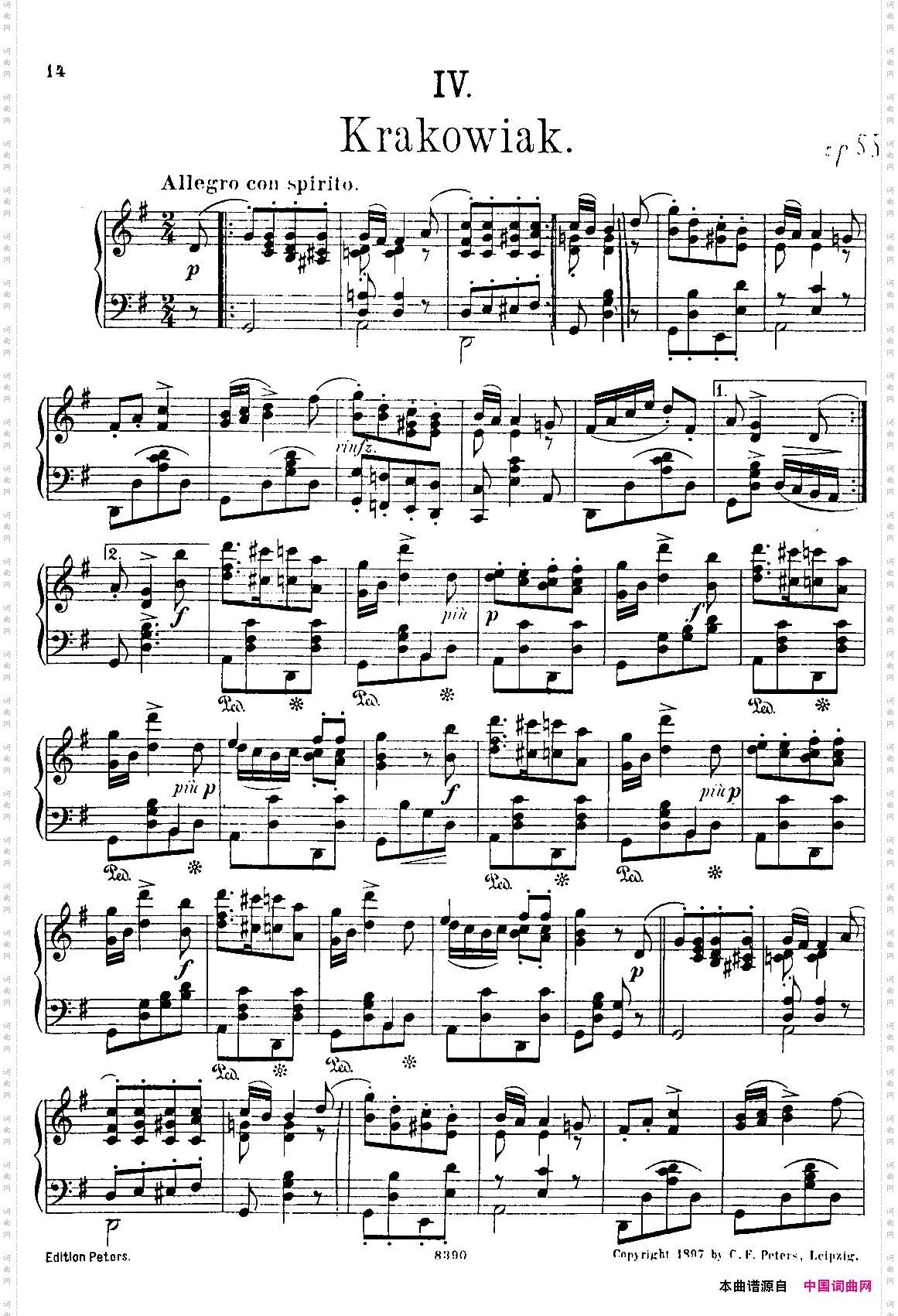 4首波兰民族舞曲Op.55Ⅳ_4首波兰民族舞曲 Op.55Ⅳ