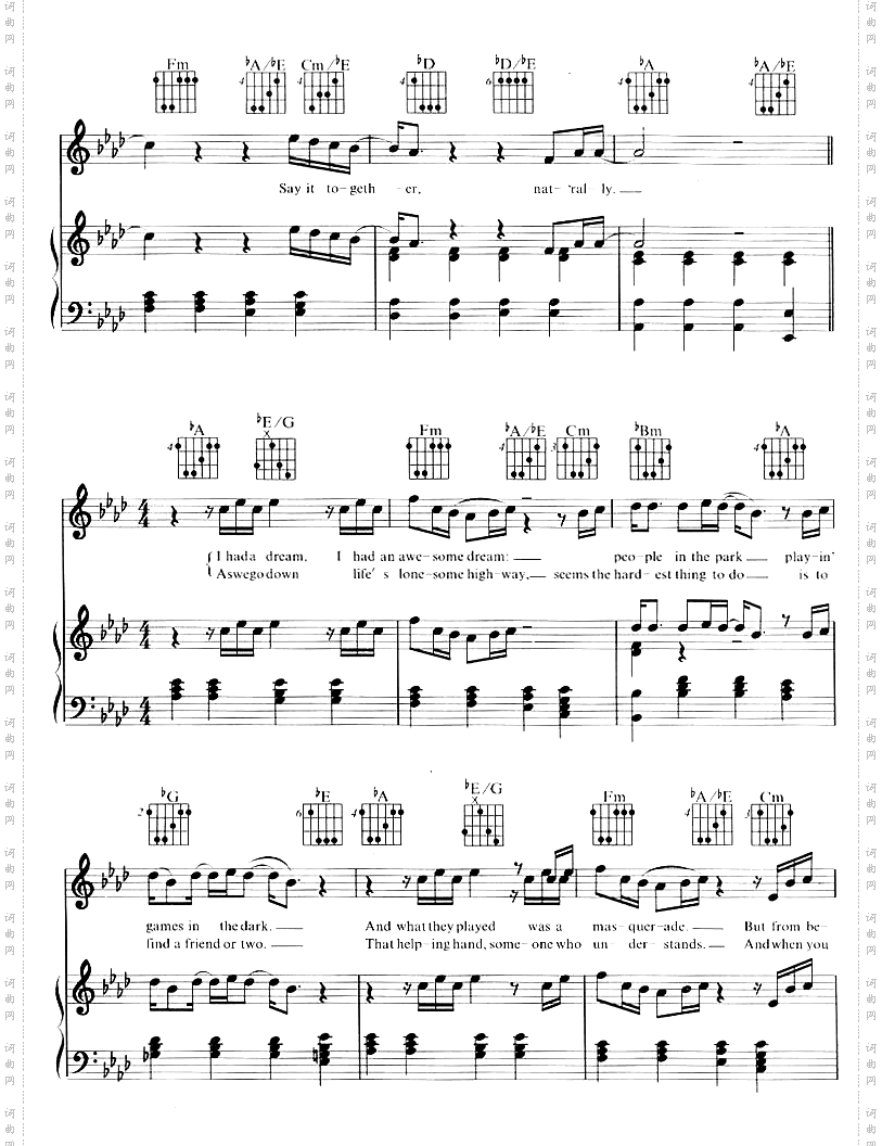 SayYouSayMe－SayYouSayMe钢琴谱+吉它和弦