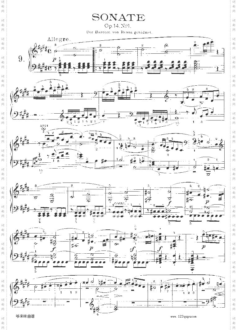 E大调第九钢琴奏鸣曲Op.14No—1-贝多芬