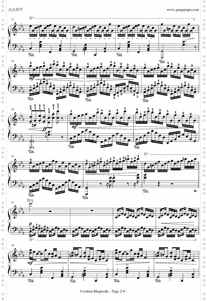 克罗地亚狂想曲-带指法