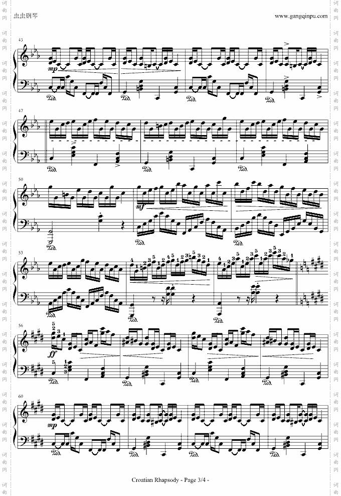 克罗地亚狂想曲-带指法