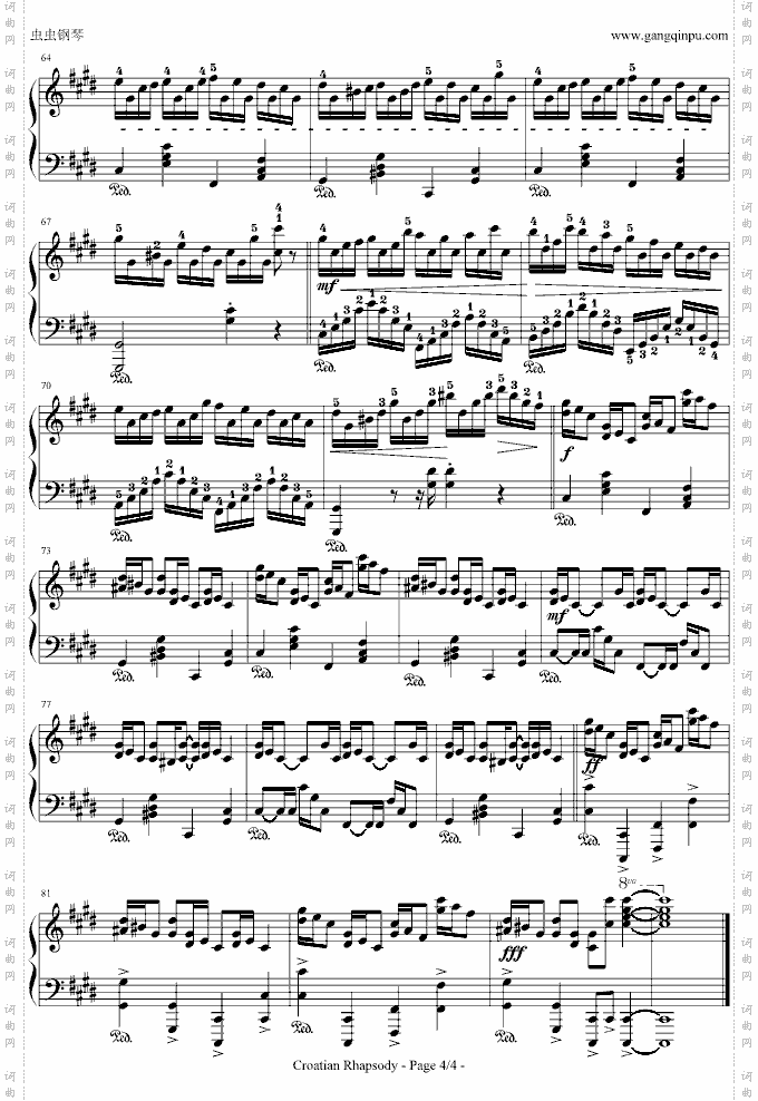 克罗地亚狂想曲-带指法