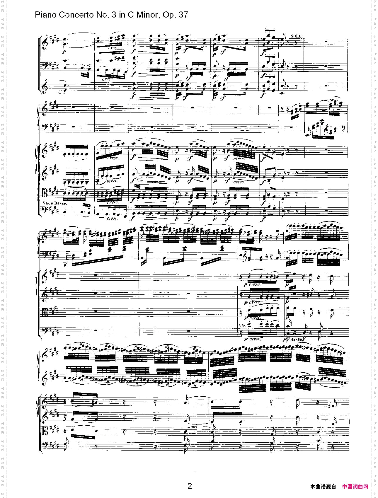 C小调钢琴第三协奏曲Op.37第二乐章